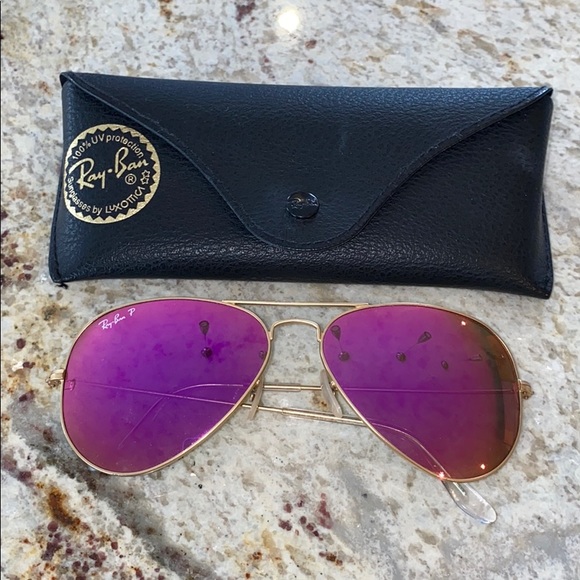 Ray-Ban Accessories - PINK RAY BAN POLARIZED AVIATOR SUNGLASSES